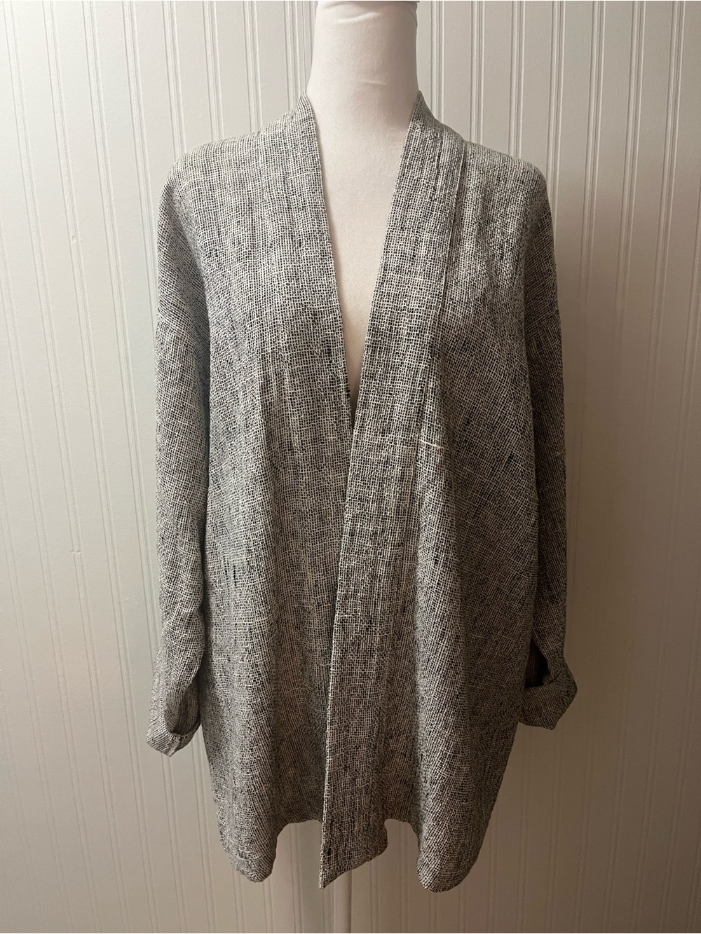 Open-Front Heather Gray Knit Jacket